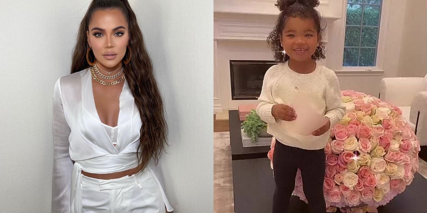 Khloe Kardashian True Thompson With Flowers