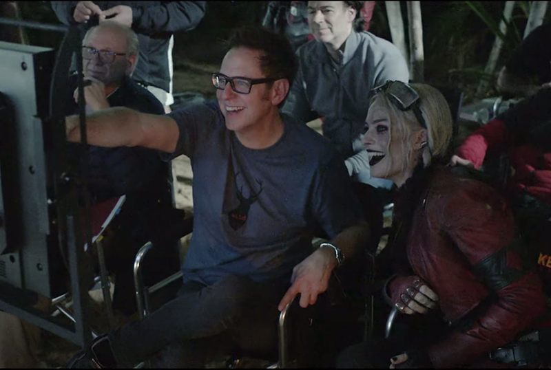 Margot Robbie as Harley Quinn and James Gunn in The Suicide Squad 1 1