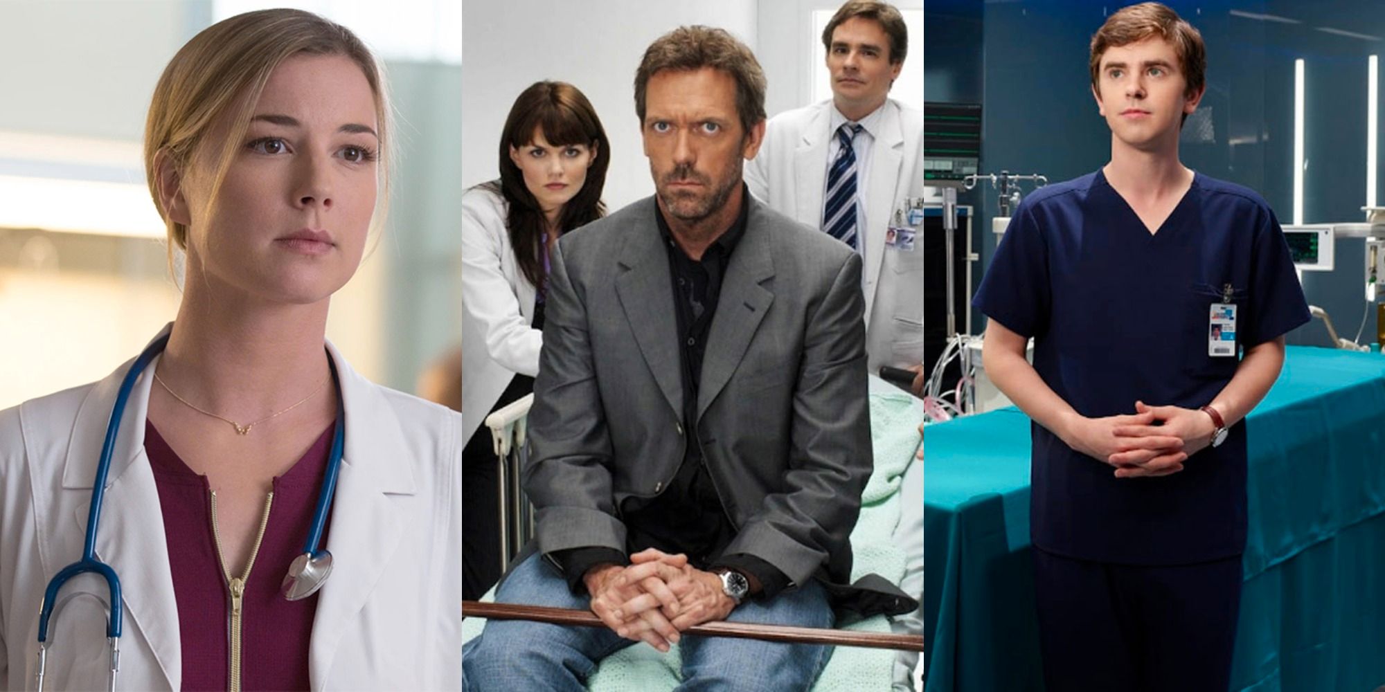 Split image of characters from The Resident House and The Good Doctor