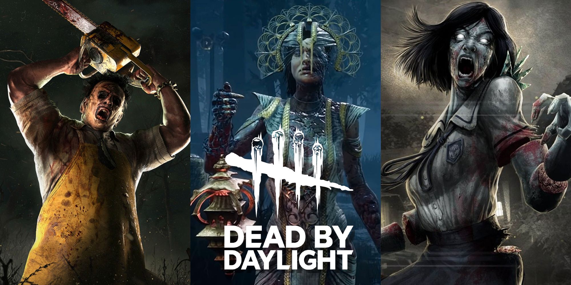 Split image of Leatherface The Plague and The Spirit in Dead By Daylight