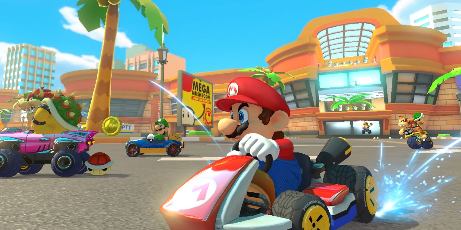 Mario Kart 8 coconut mall bowser luigi