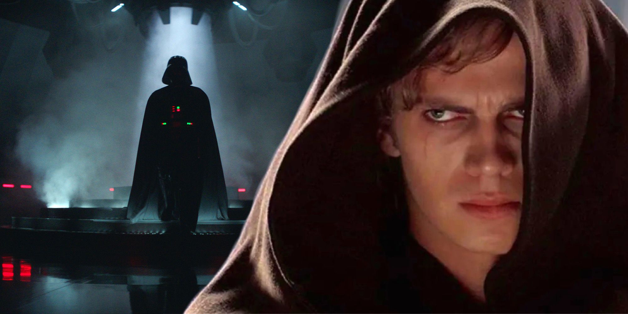Hooded Fallen Anakin Skywalker And Obi Wan Kenobis Darth Vader