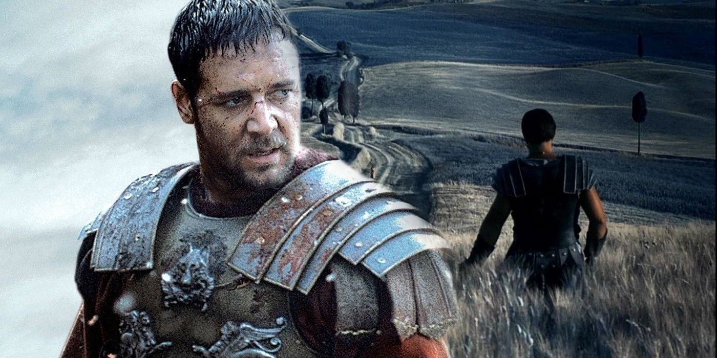 Russell Crowe as Maximus in Gladiator afterlife farm