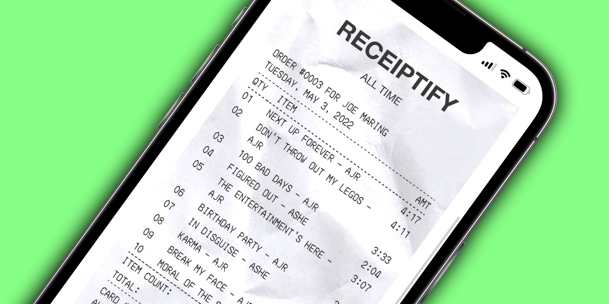 spotify receipt photo