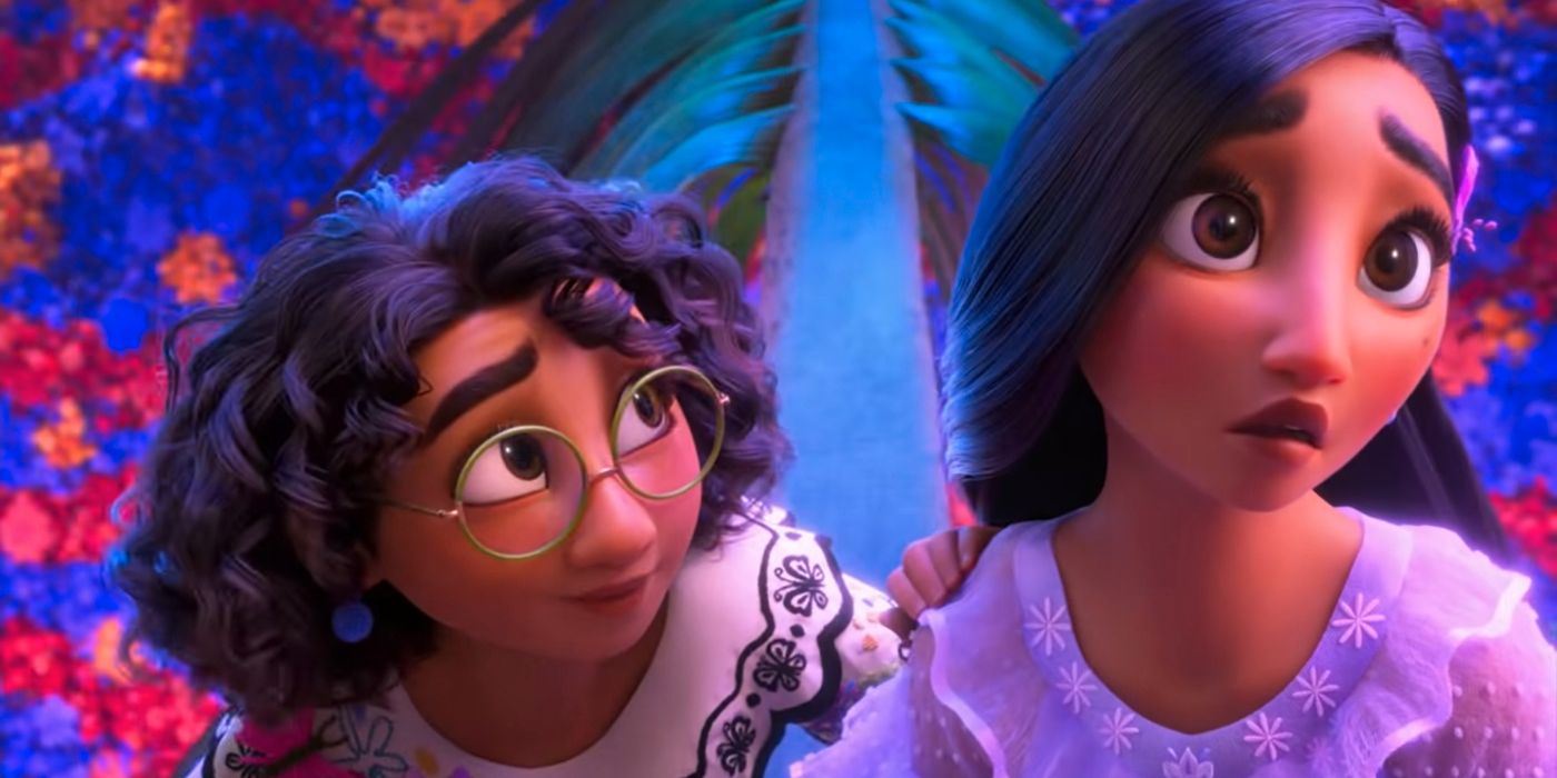 Stephanie Beatriz as Mirabel comforting Diane Guerrero as Isabela in Encanto