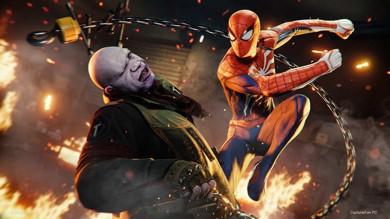 Marvels Spider Man Punching A Man Representing Marvels Avengers
