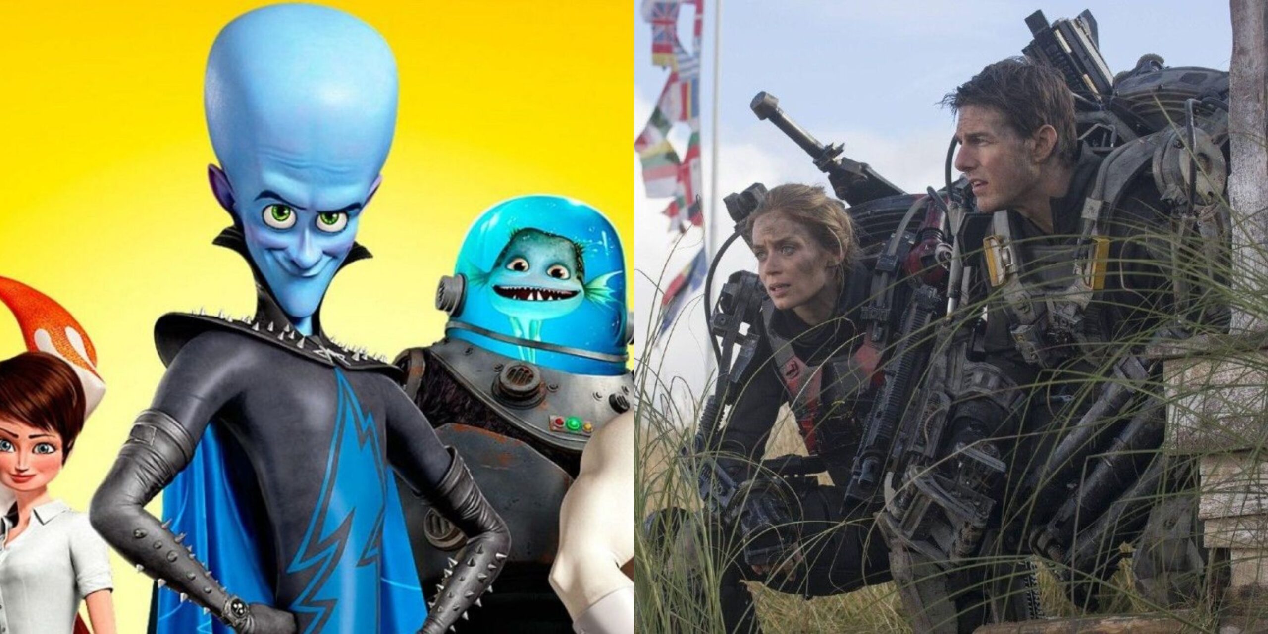 Featured image Megamind poster and Tom Cruise and Emily blunt in Edge of Tomorrow scaled