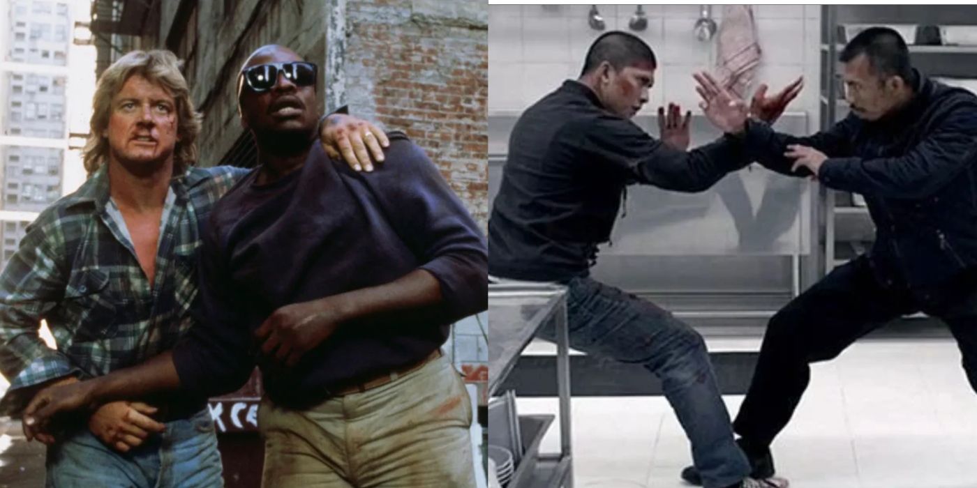 A split screen of They Live and Raid 2