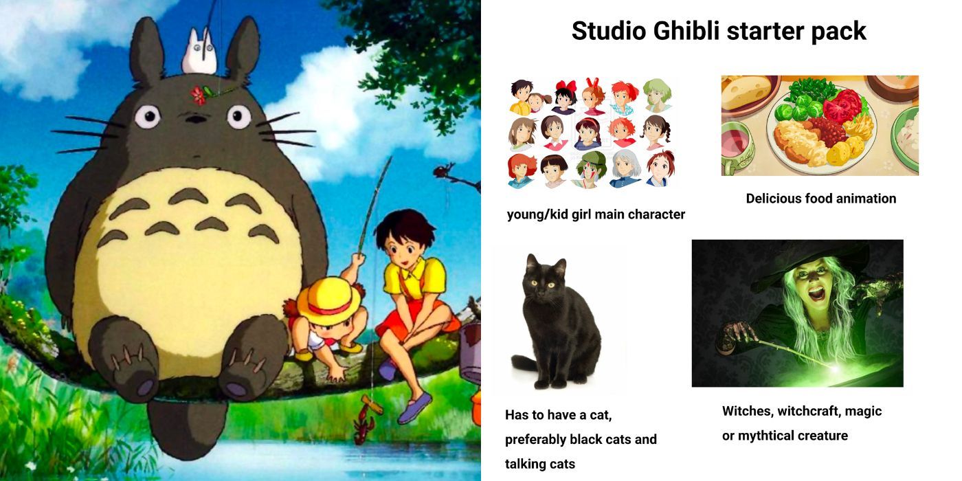 Characters from My Neighbor Totoro and a Studio Ghibli meme
