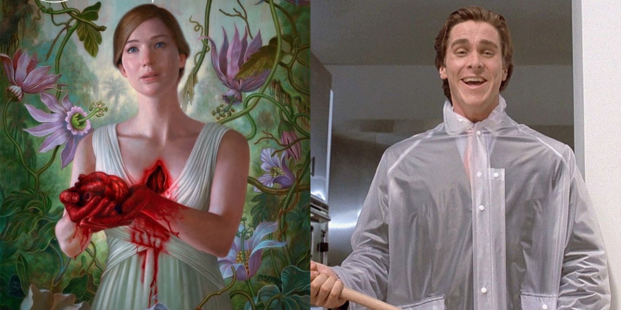 Jennifer Lawrence in mother and Christian Bale in American Psycho
