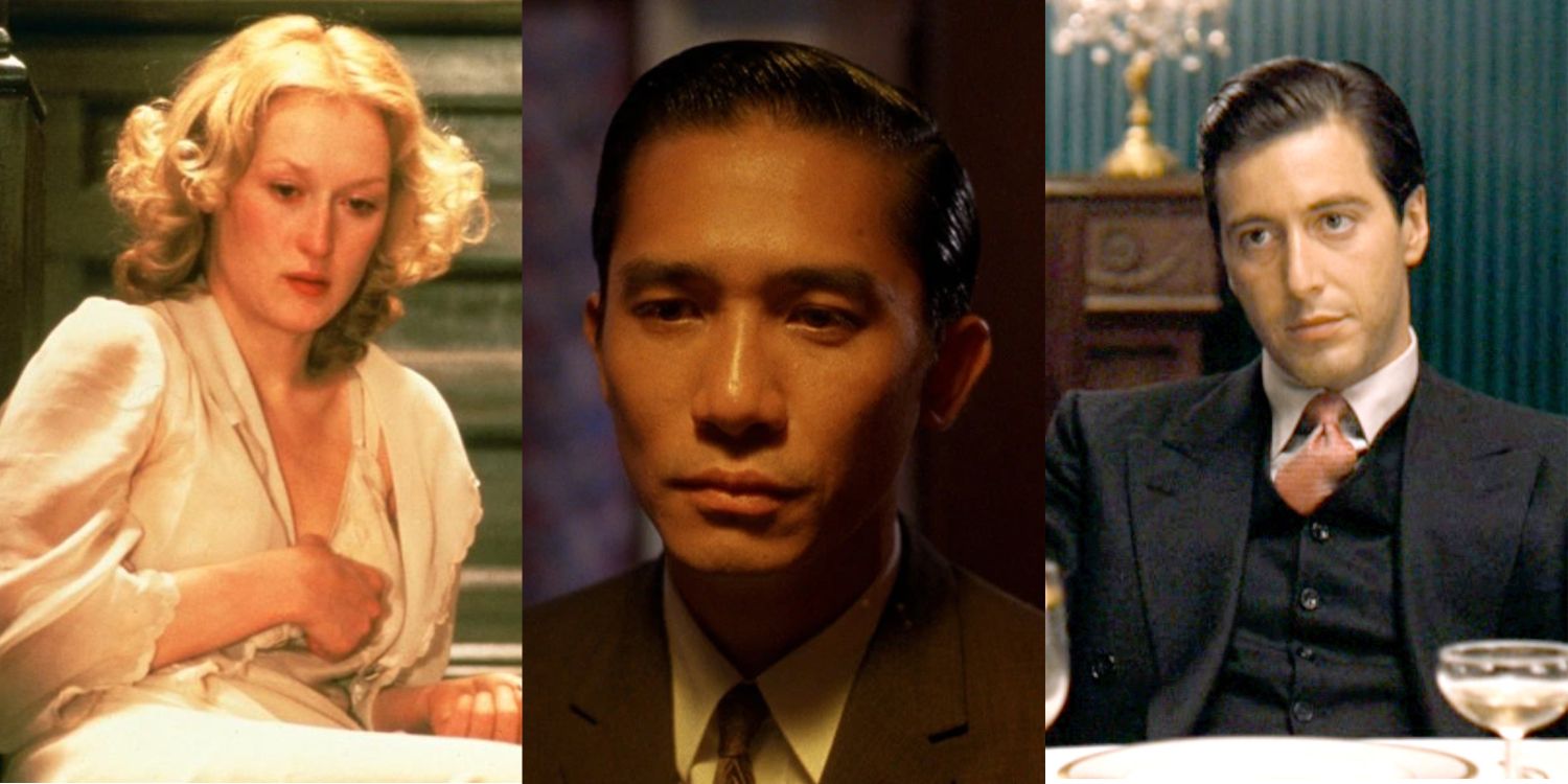 Meryl Streep in Sophies Choice Tony Leung in In The Mood For Love and Al Pacino in The Godfather Split Image