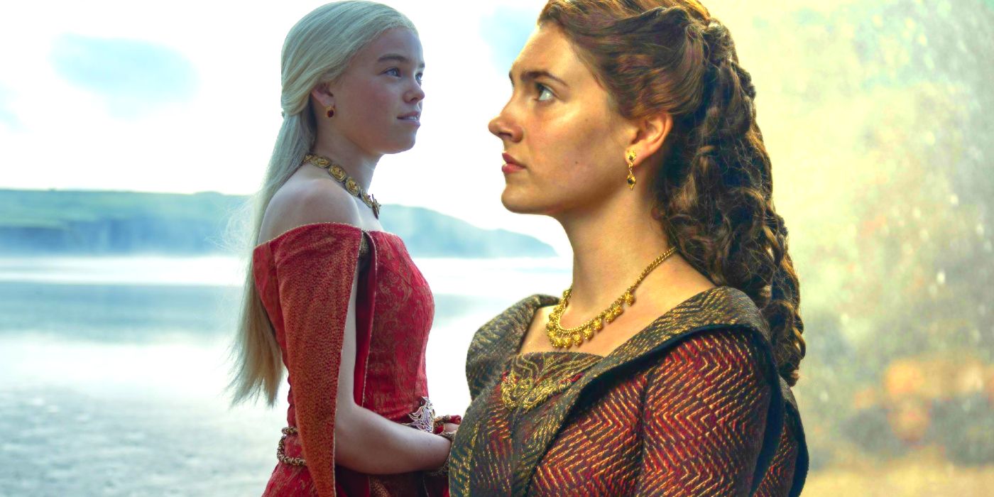Milly Alcock as Rhaenyra Targaryen and Emily Carey as Alicent Hightower in House of the Dragon season 1 episode 5
