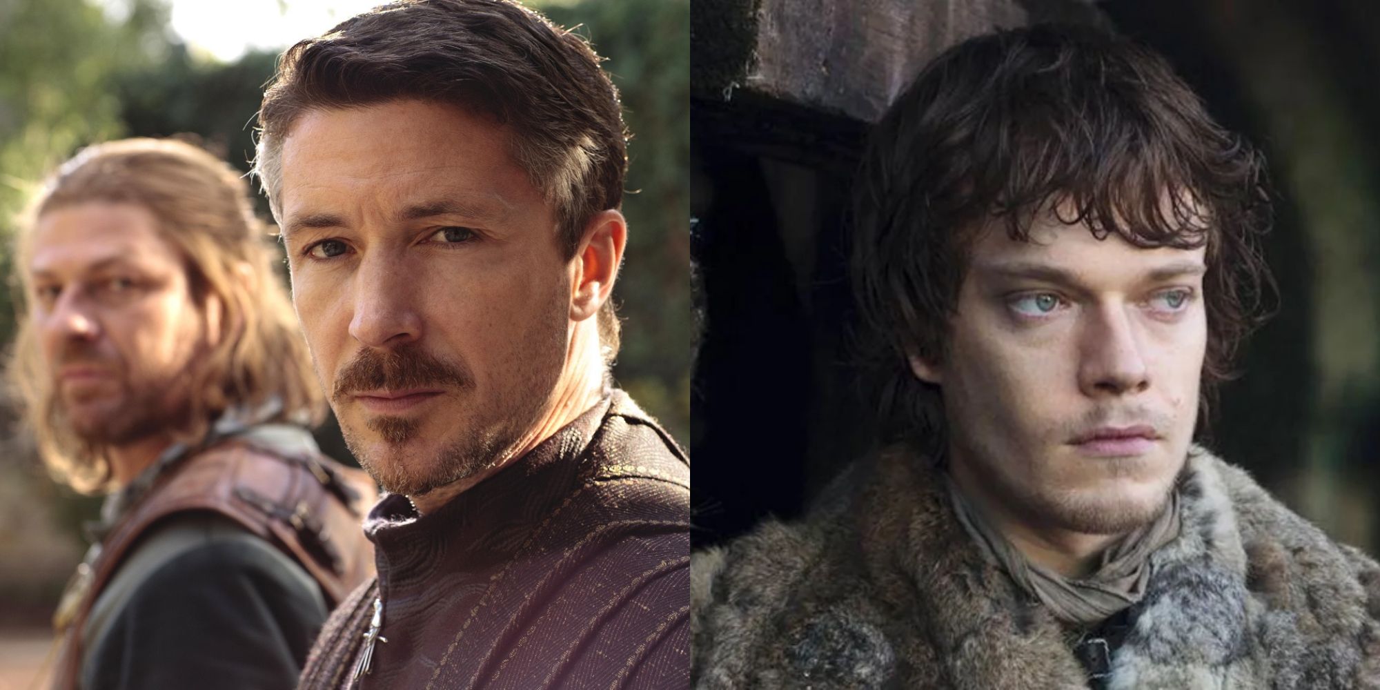 Ned Stark Littlefinger and Theon Greyjoy in Game of Thrones