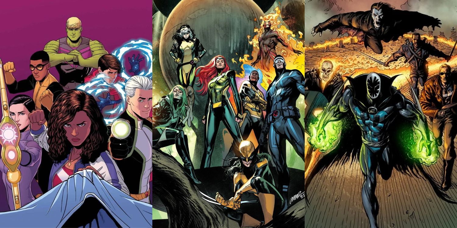 Split Image of Young Avengers X Men and Midnight Sons