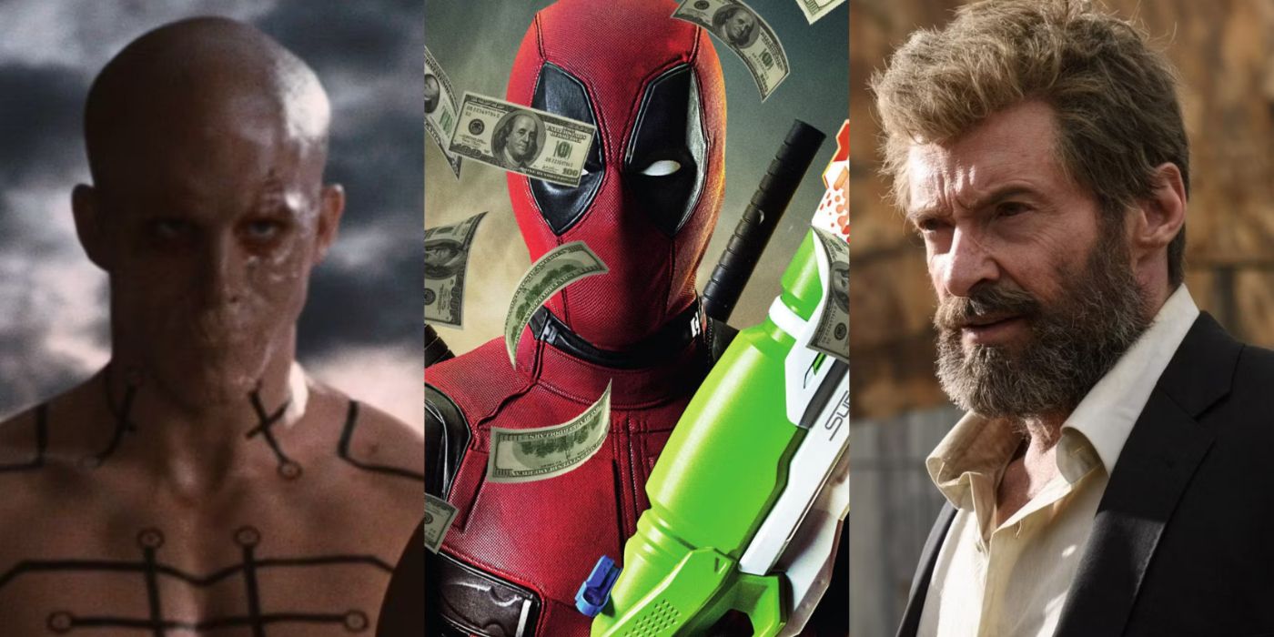 Split image of Deadpool in X Men Origins Wolverine Deadpool in Deadpool and Logan in Logan