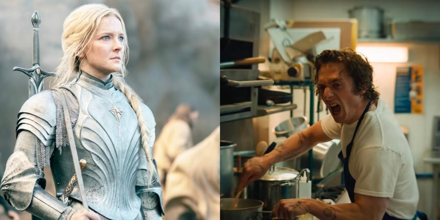 Galadriel in armor and Carmy screaming in the kitchen