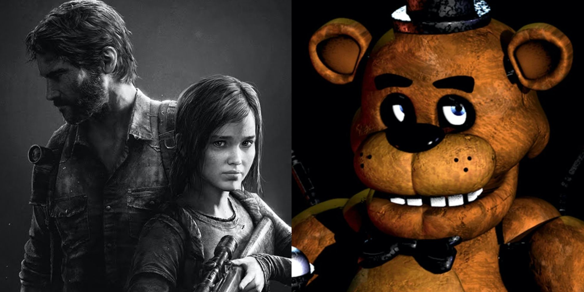 Split-image-of-main-characters-from-The-Last-of-Us-and-Five-Nights-at-Freddys-1