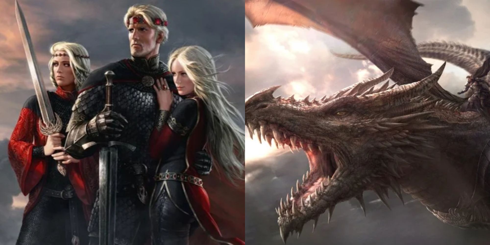 Aegon Rhaenys and Visenya Targaryen and Balerion the Black Dread