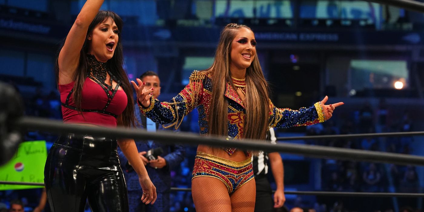 Britt Baker makes her entrance before a match at AEW Dynamite Grand Slam.