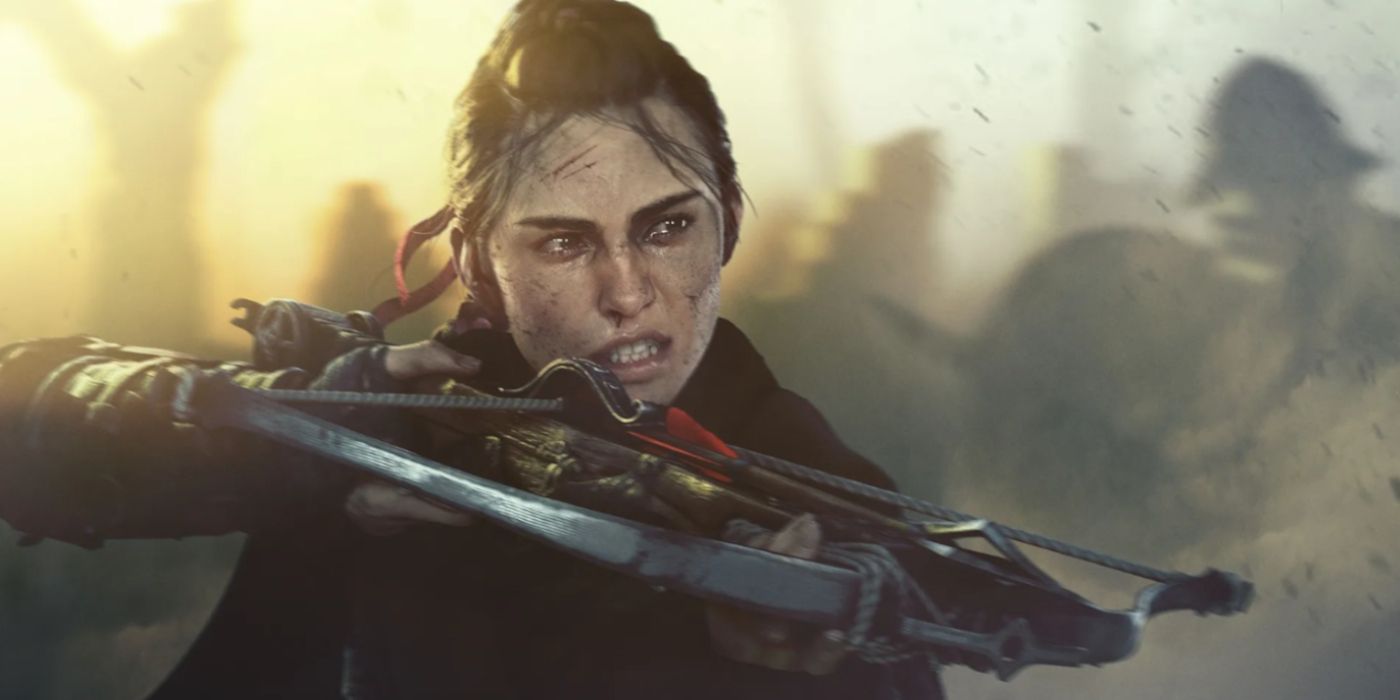 Amilia Using a Crossbow in A Plague Tale: Requiem