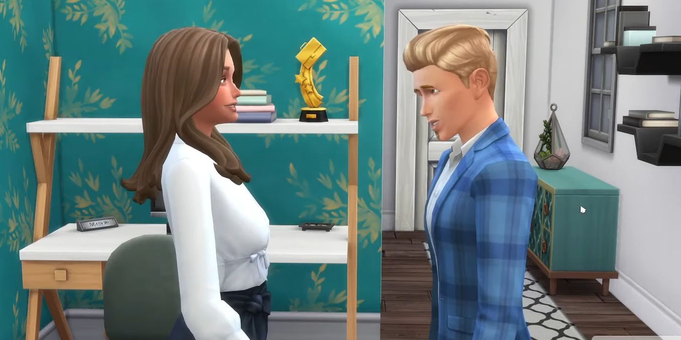 Two Sims Talking in a Relationship in The Sims 4