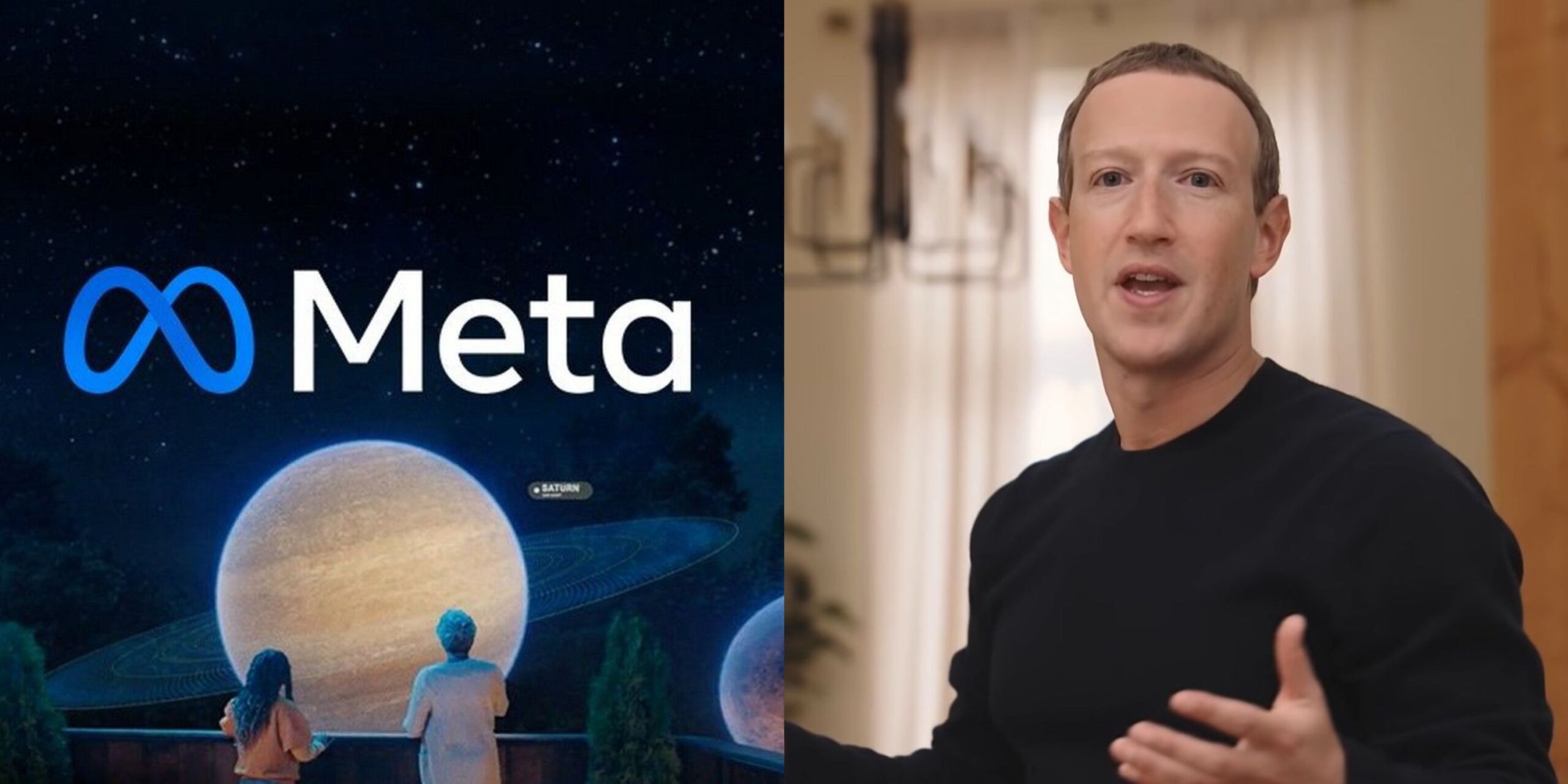 Featured image Meta logo and Mark Zuckerberg gesturing with his hands scaled