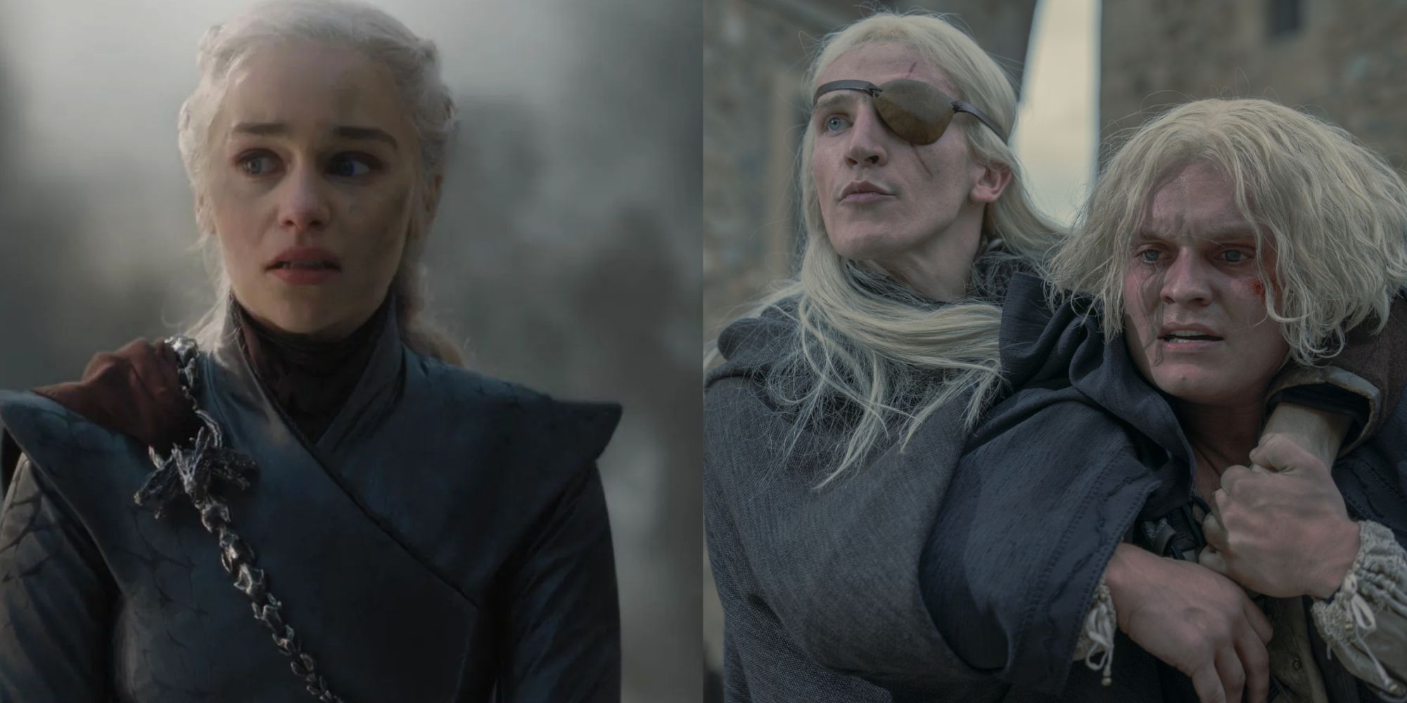 Split image of Daenerys, aemond, & aegon Targaryen