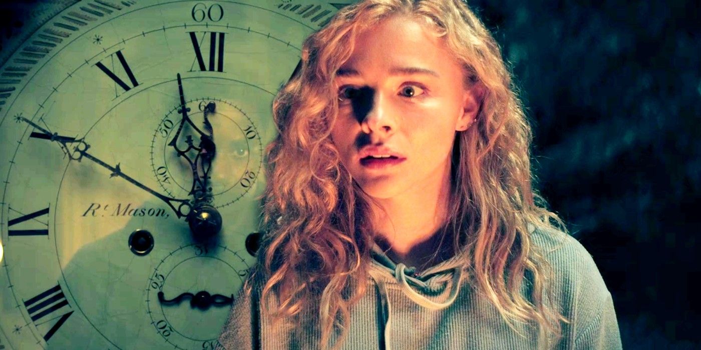 Clock and Chloe Grace Moretz as Flynne in Peripheral