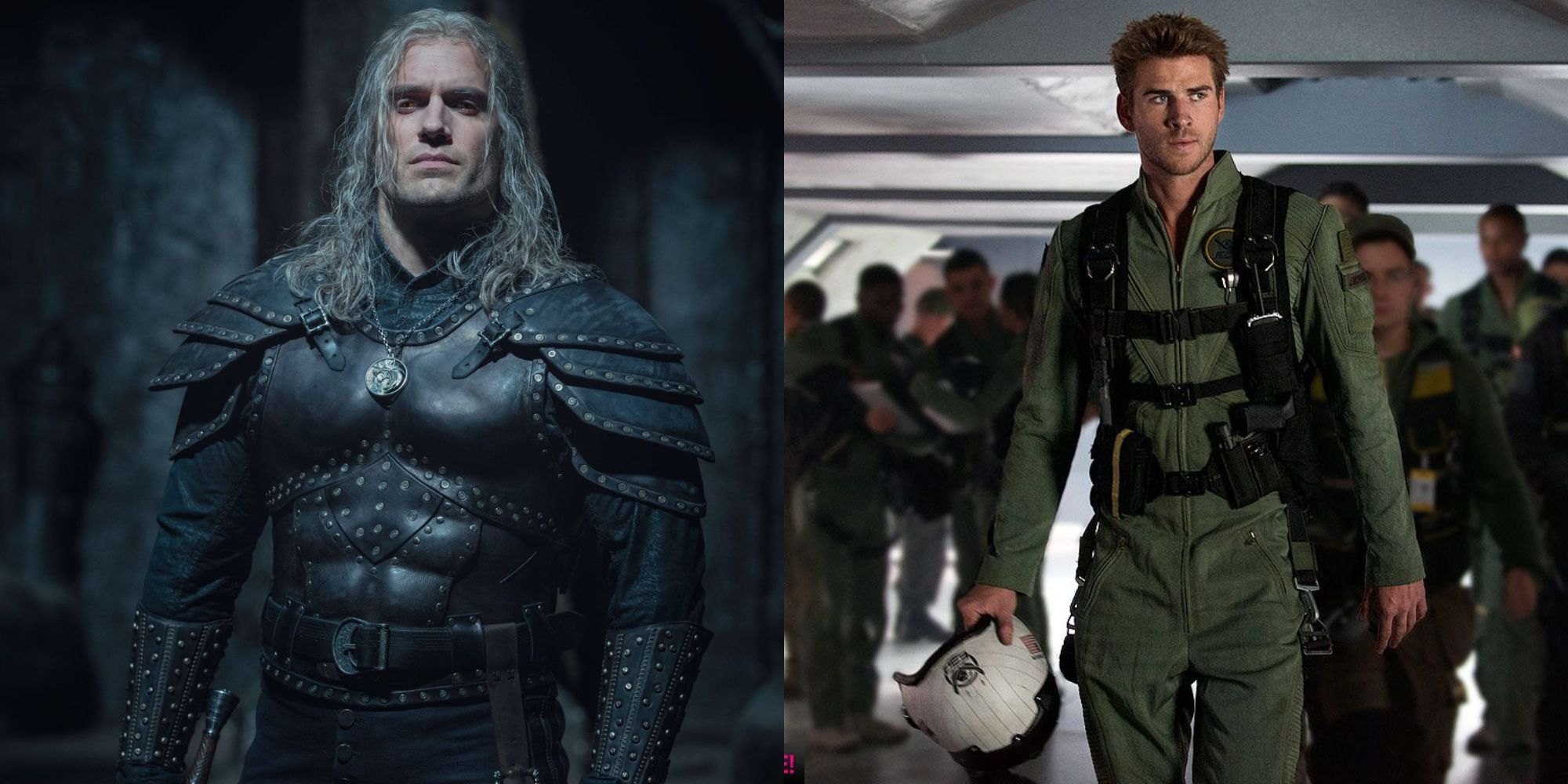 Split image showing Geralt in The Witcher and Jake in Independence Day Resurgence