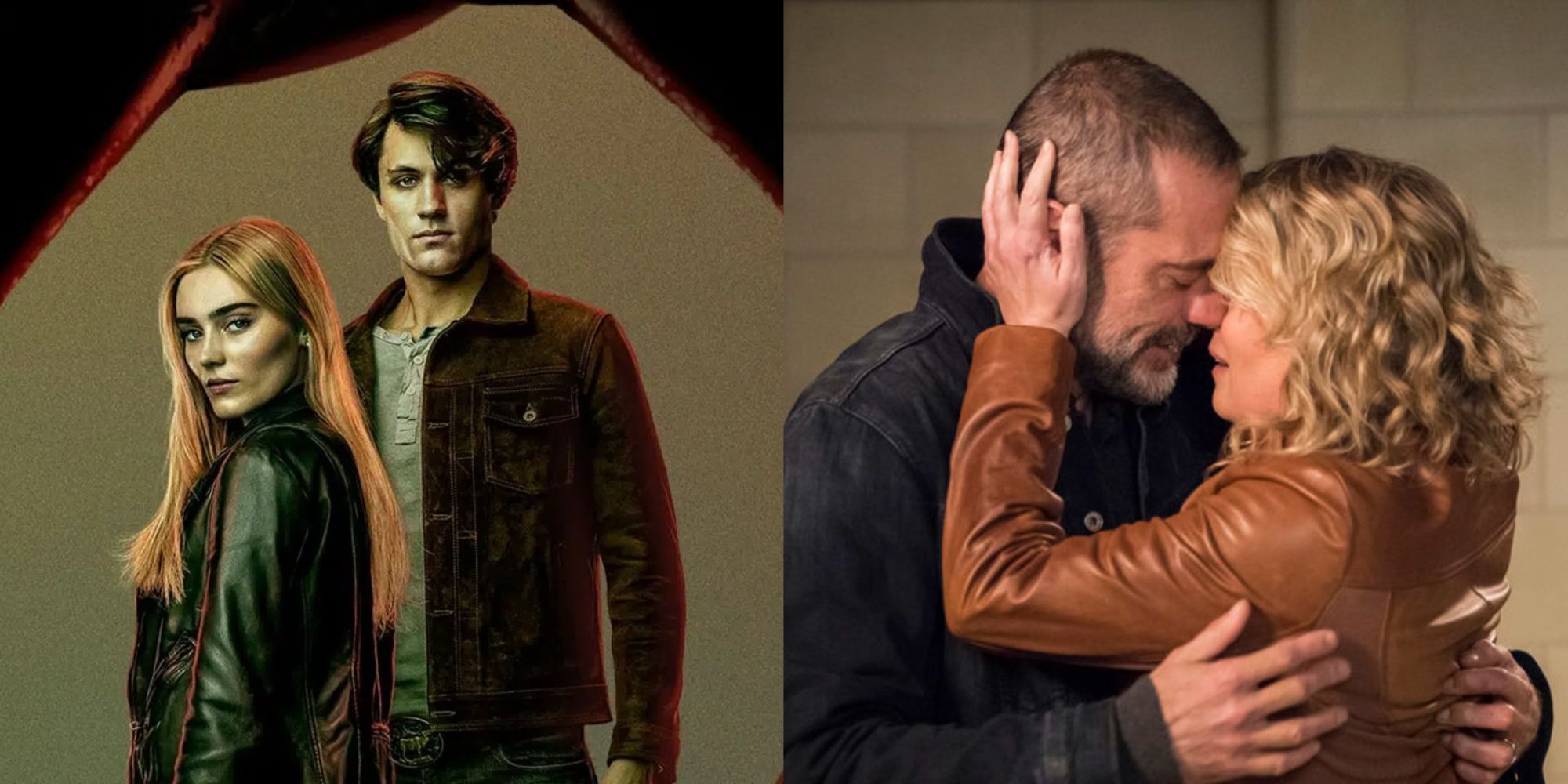Split images of Young John and Mary together in The Winchesters and older John and Mary embracing in Supernatural