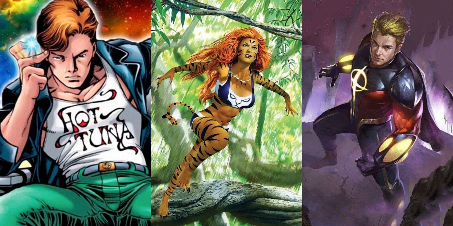 Split Image of Rick Jones, Tigra, and Quasar from Marvel Comics