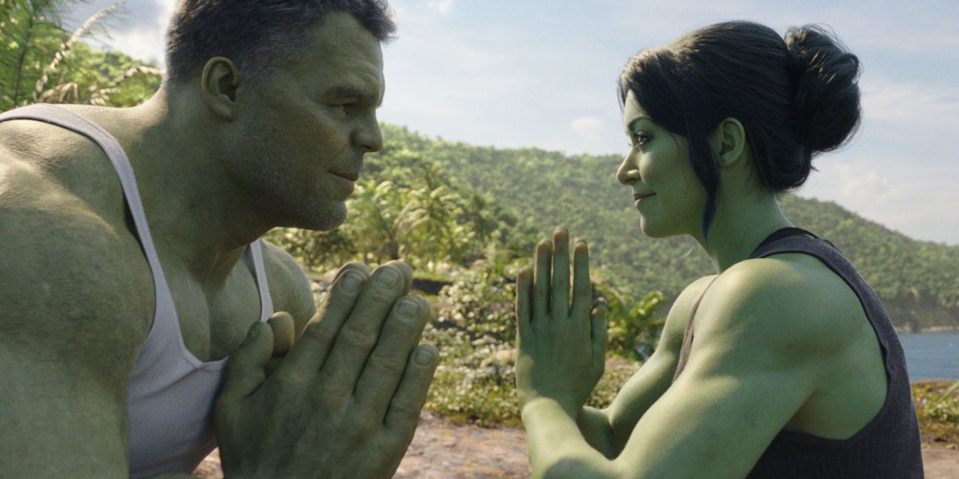 Mark Ruffalo and Tatiana Maslany as Hulk and Jennifer Walters in She Hulk