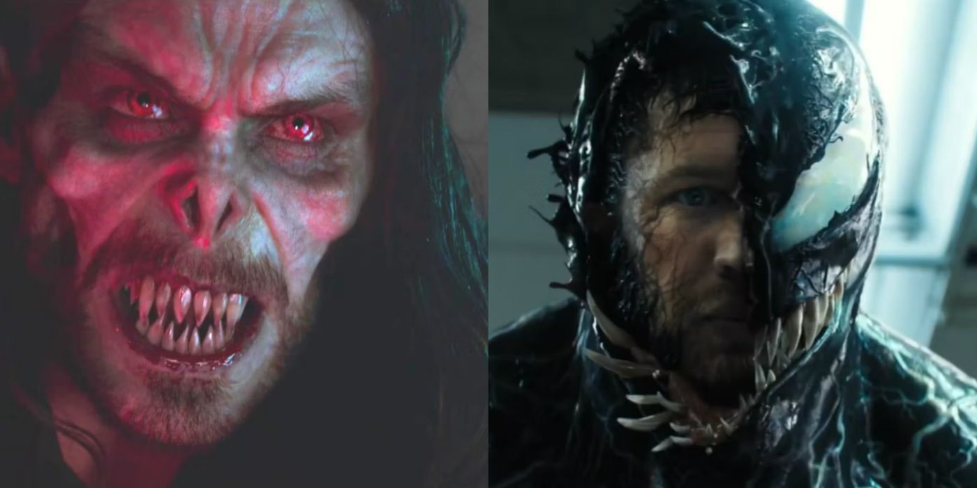Split image of Morbius and Venom