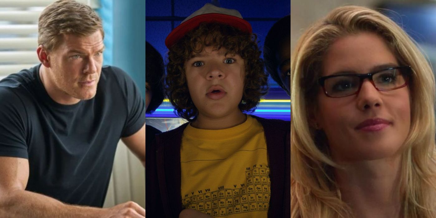 Split image of Reacher Dustin from Stranger Things and Felicity from Arrow
