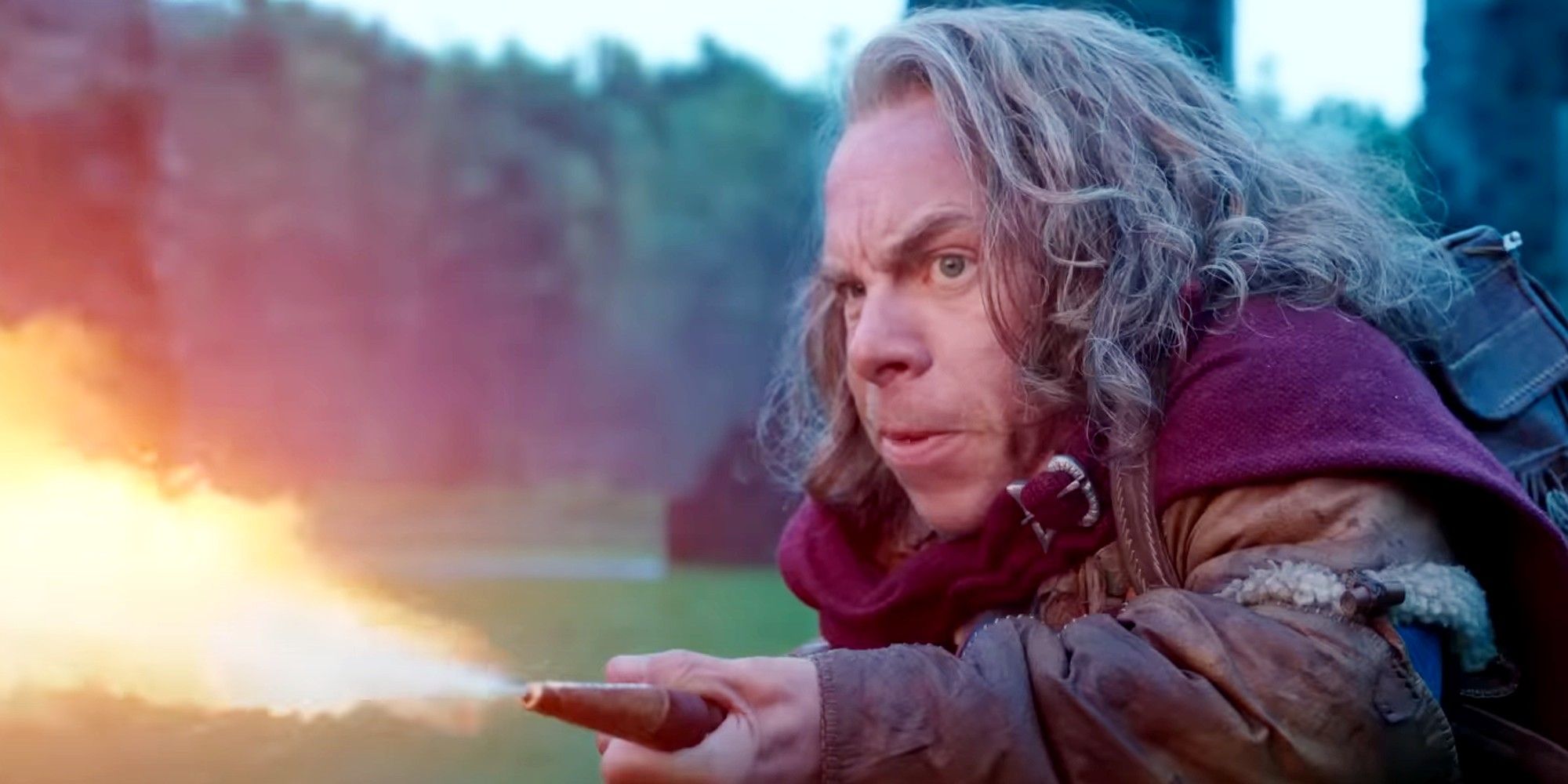 Willow Warrick Davis as Willow Ufgood Wielding Flamethrower
