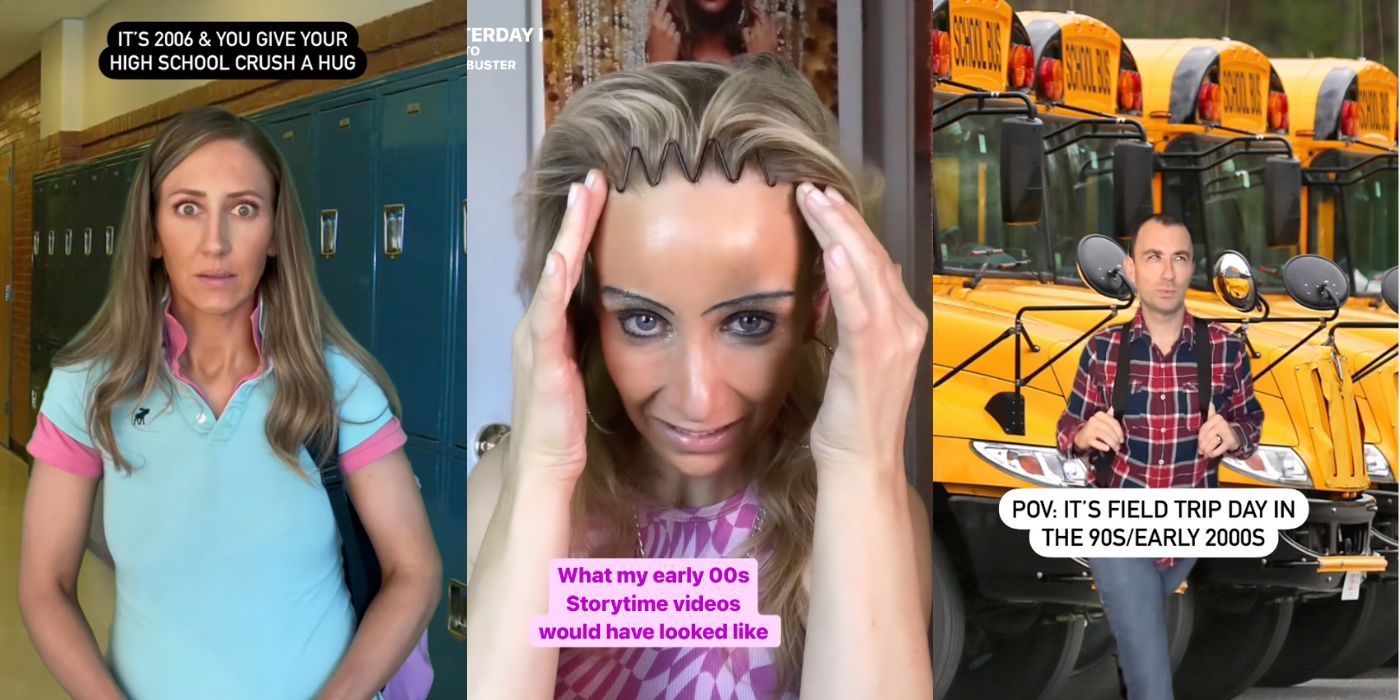 Three split images of Instagram users who share 2000s inspo