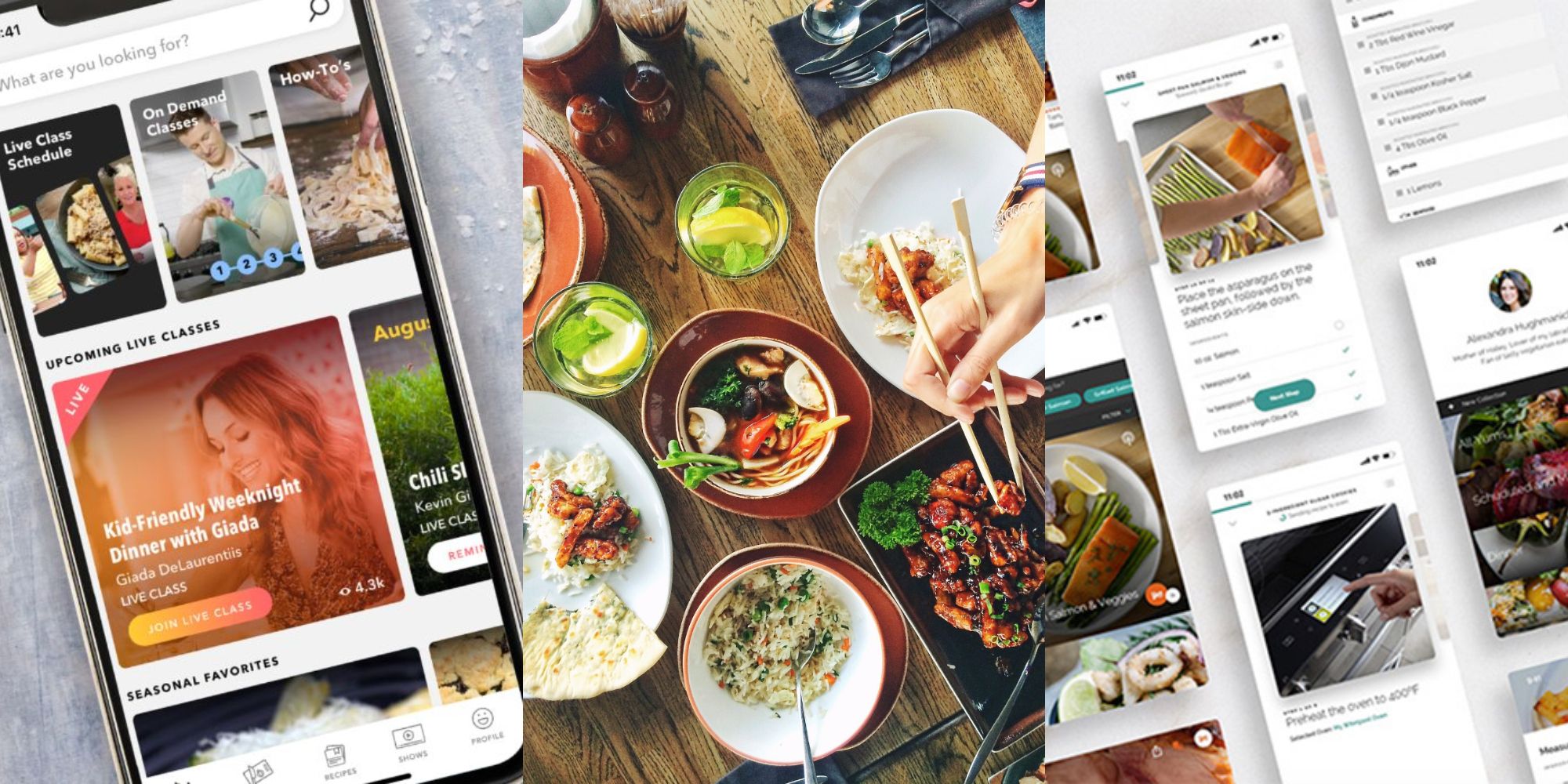 Promo images for three recipe apps