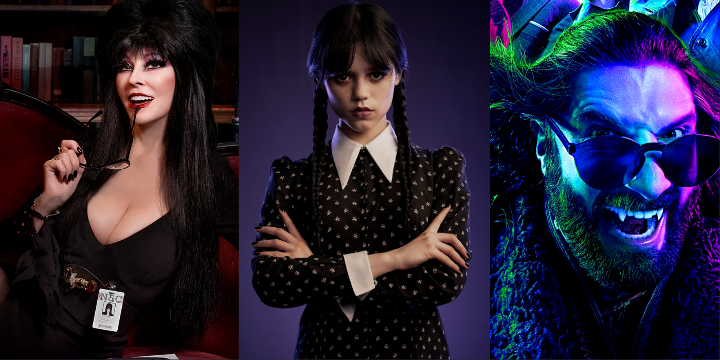Elvira, Wednesday and What We Do In The Shadows header image