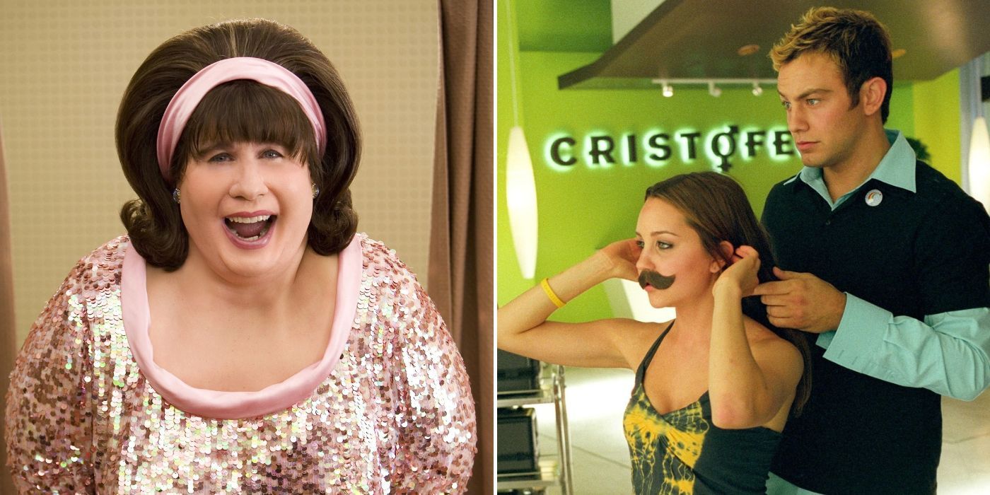 Split Screen of John Travolta in Hairspray and Amanda Bynes in She's The Man