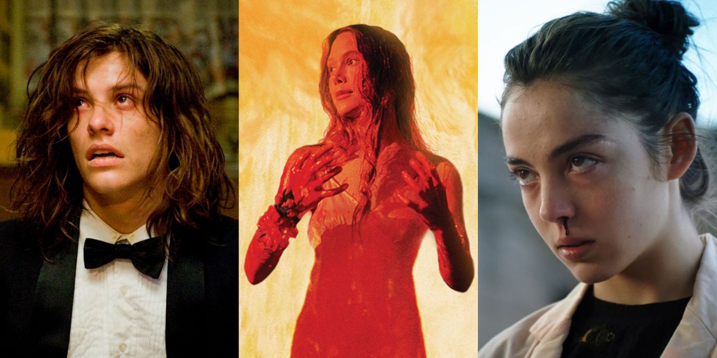A split image of horror movie characters.