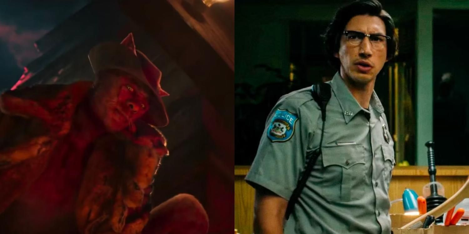 McCavity looking mysterious and Adam Driver looking concerned