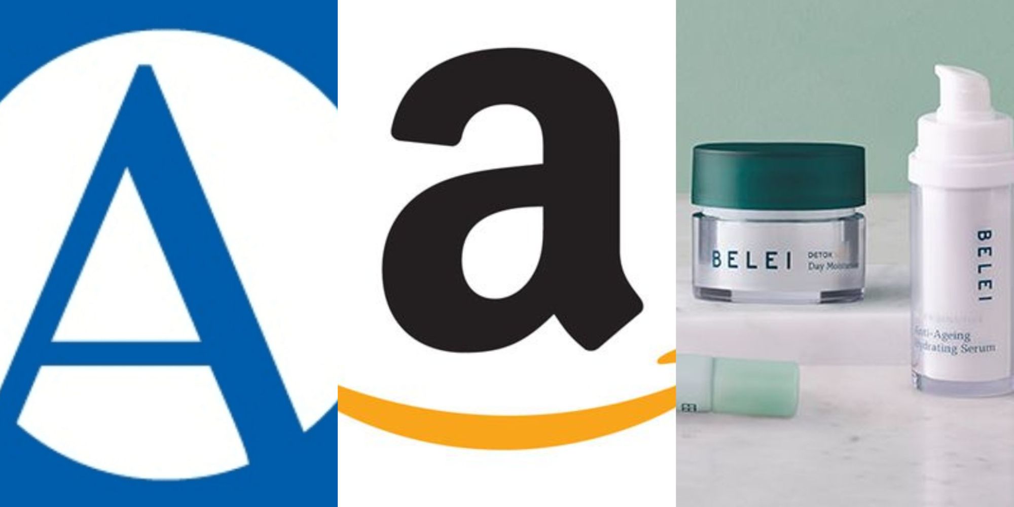 Split image of Avalon Books, Amazon and Belei logos