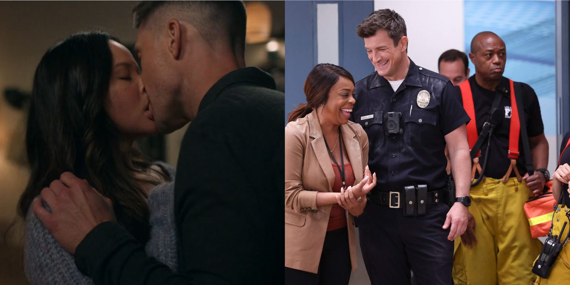 Nolan and Agent Clark laugh at Lucy and Tim getting together