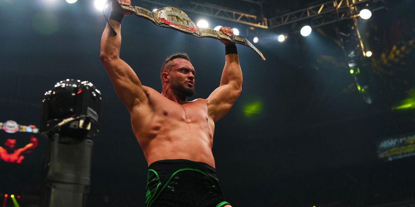 Wardlow celebrates a victory on AEW Friday Night Rampage.