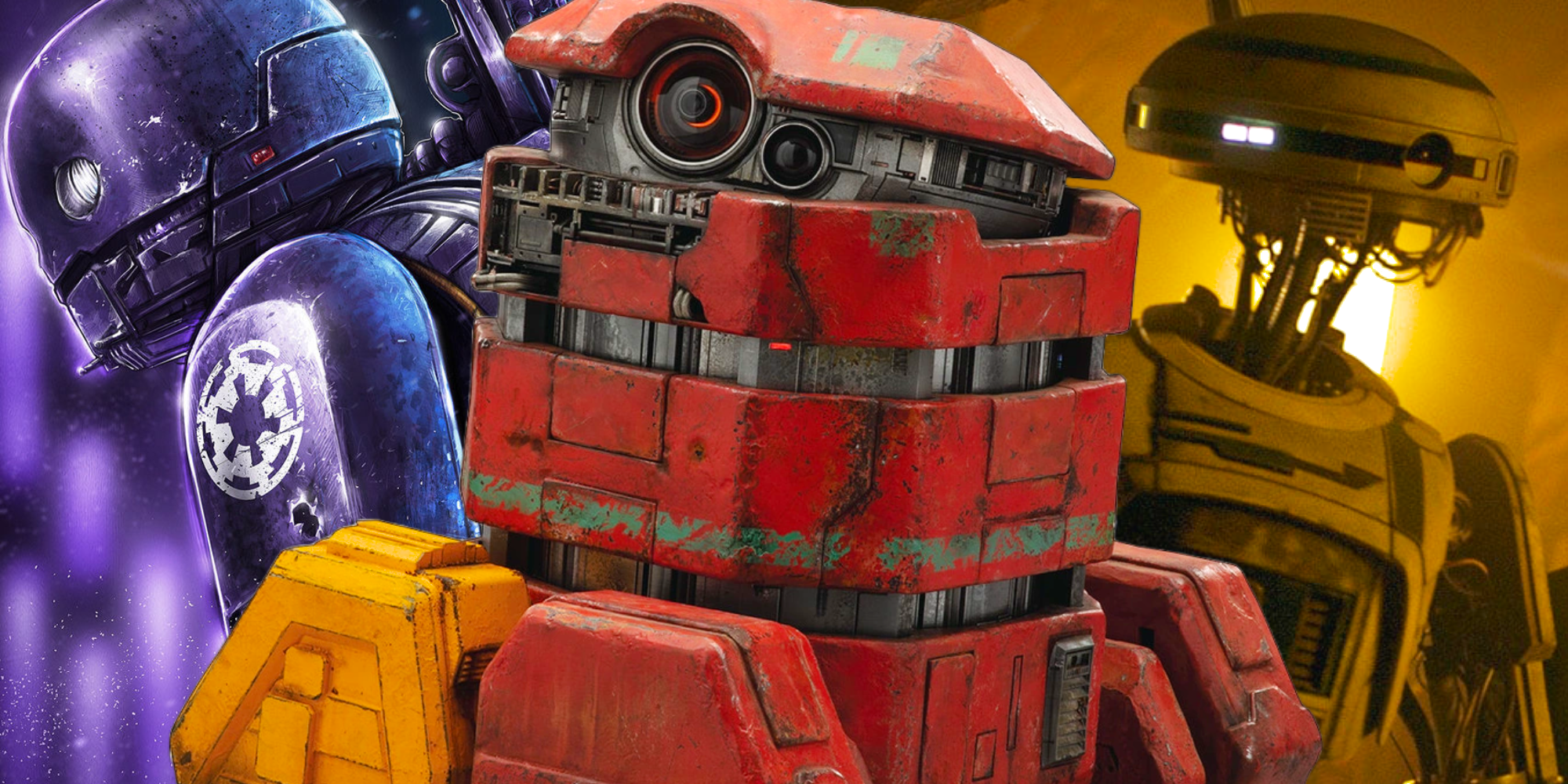 Andor's B2EMO with K2-SO and L3-37 in Star Wars