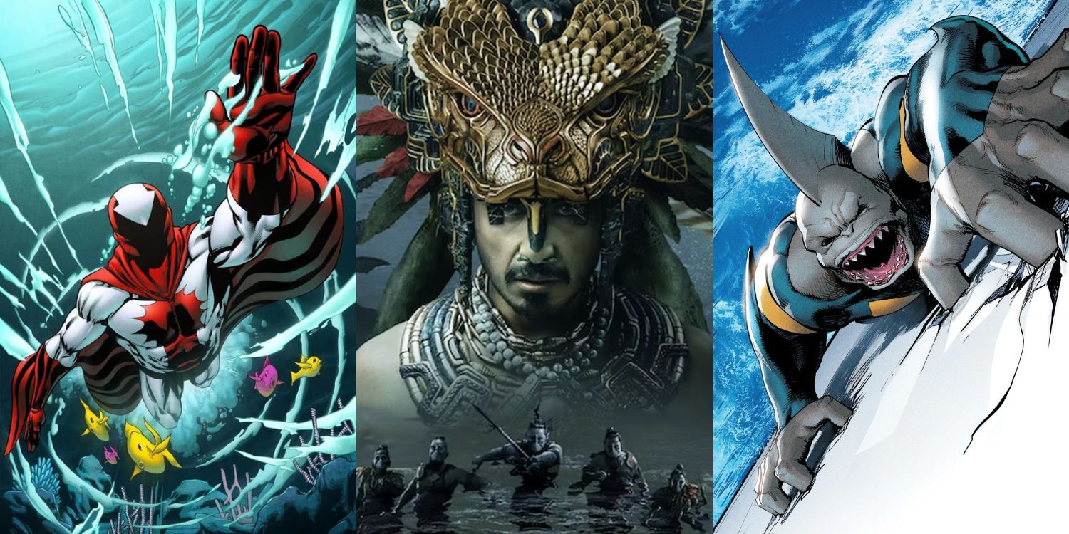 Split Image of Namor, Stingray, and Tiger Shark