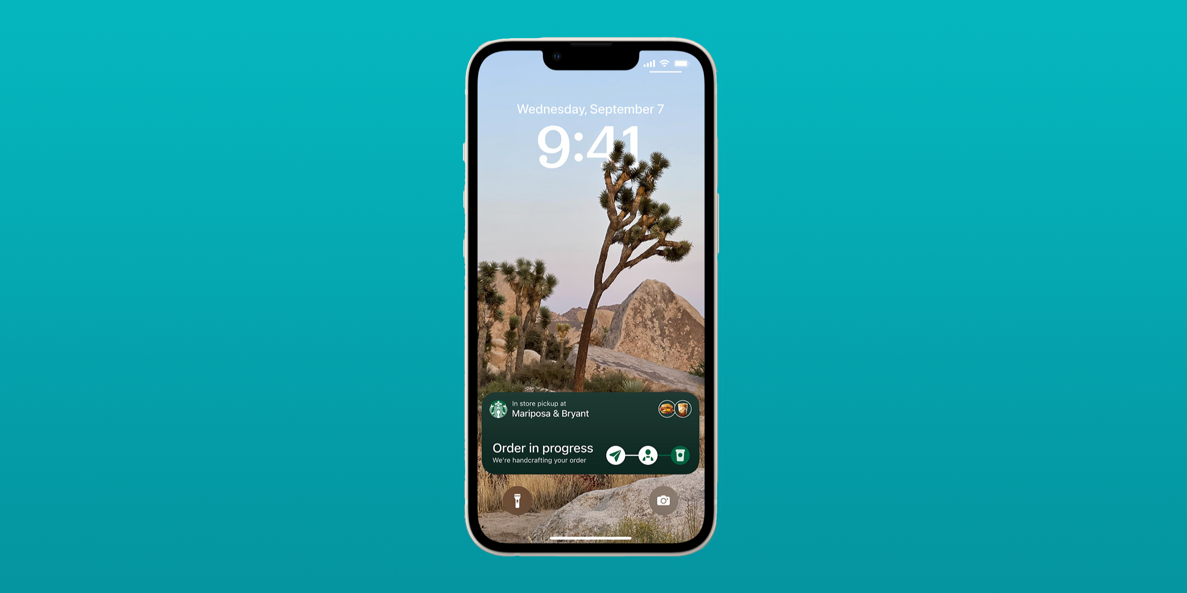 Live Activities on iPhone showing a Starbucks activity.