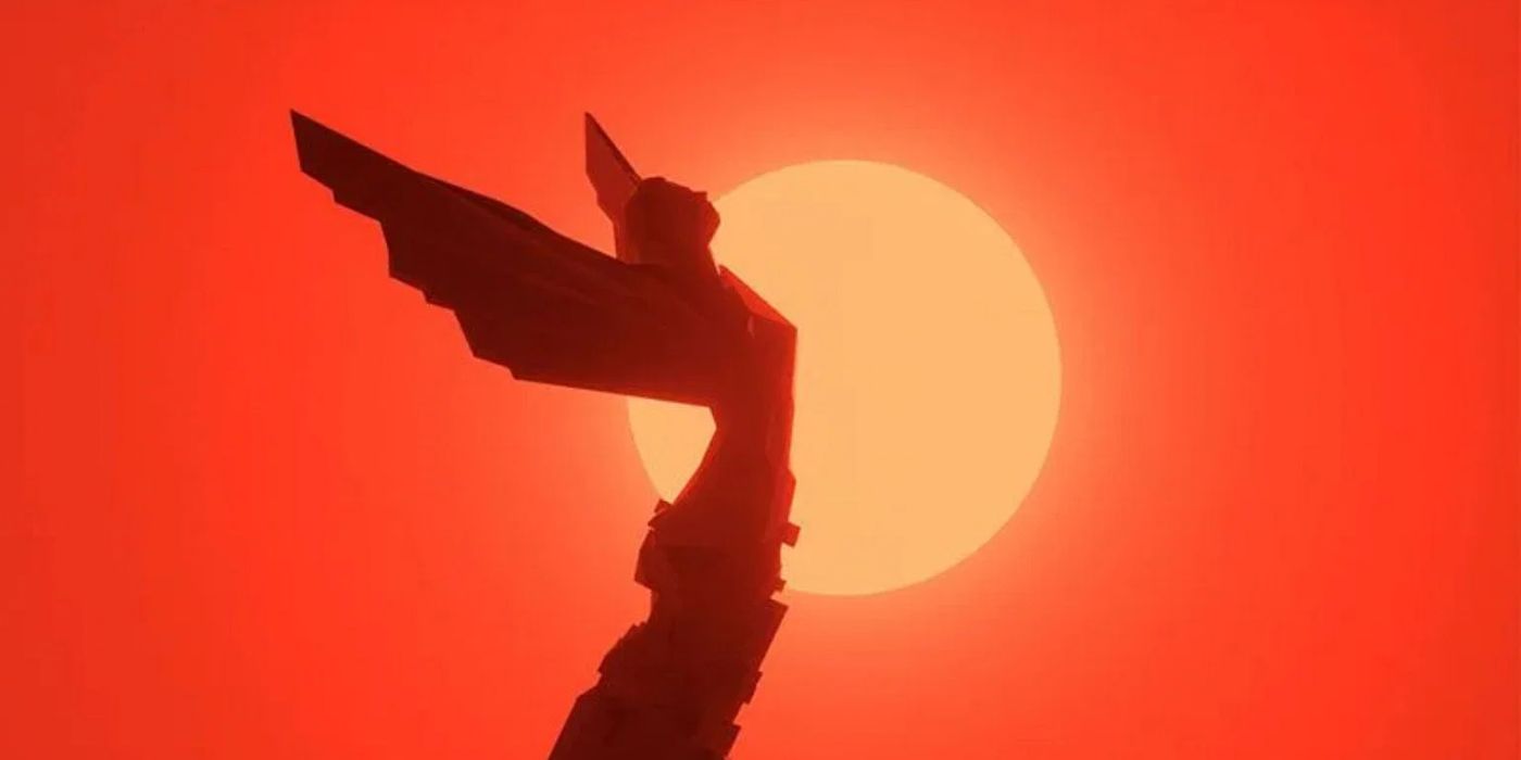 Promotional image for The Game Awards 2022, with an award in front of what looks like a solar disc.