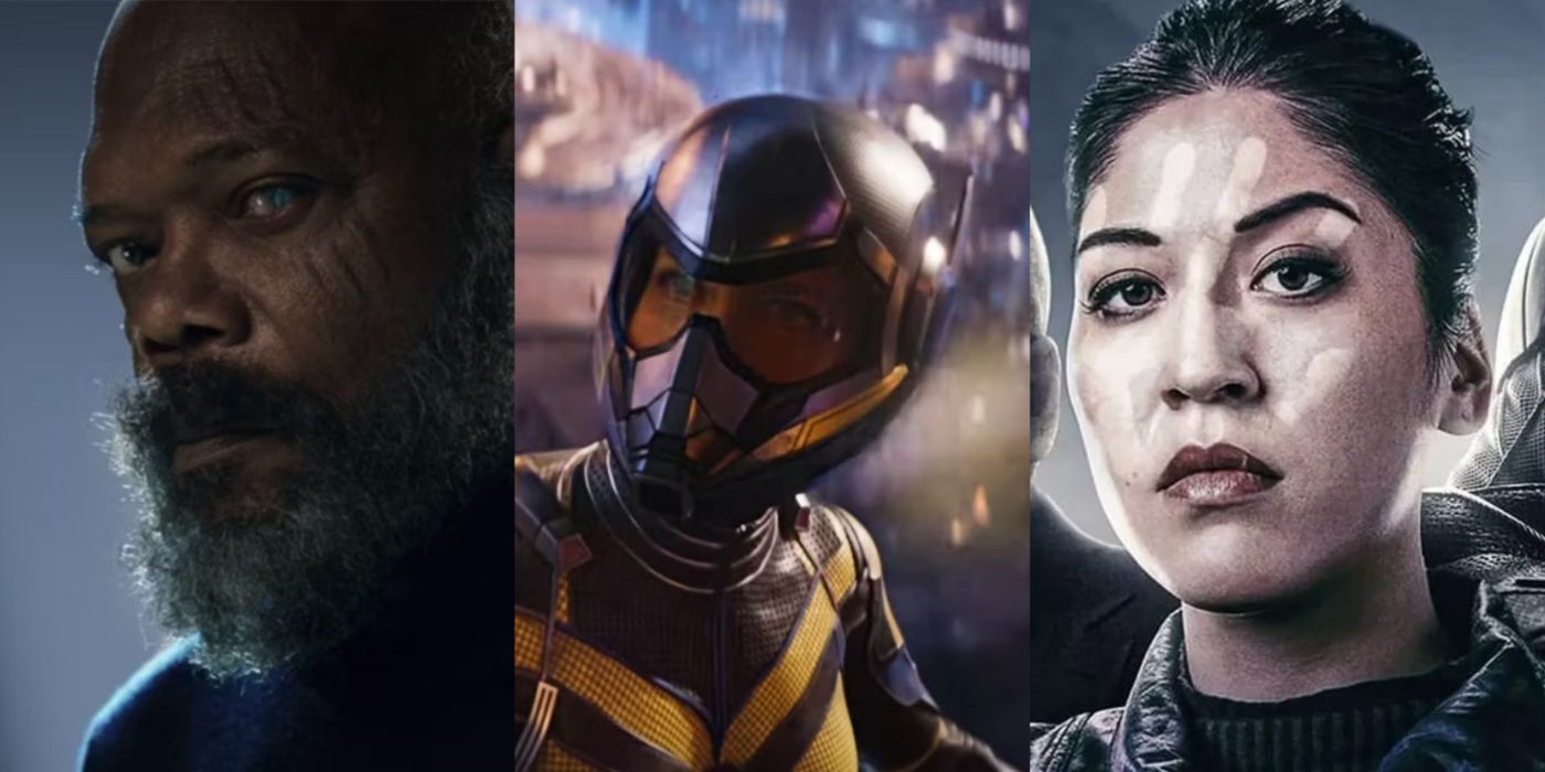 Split image of Secret Invasion, Ant-Man and the Wasp Quantumania, and Echo