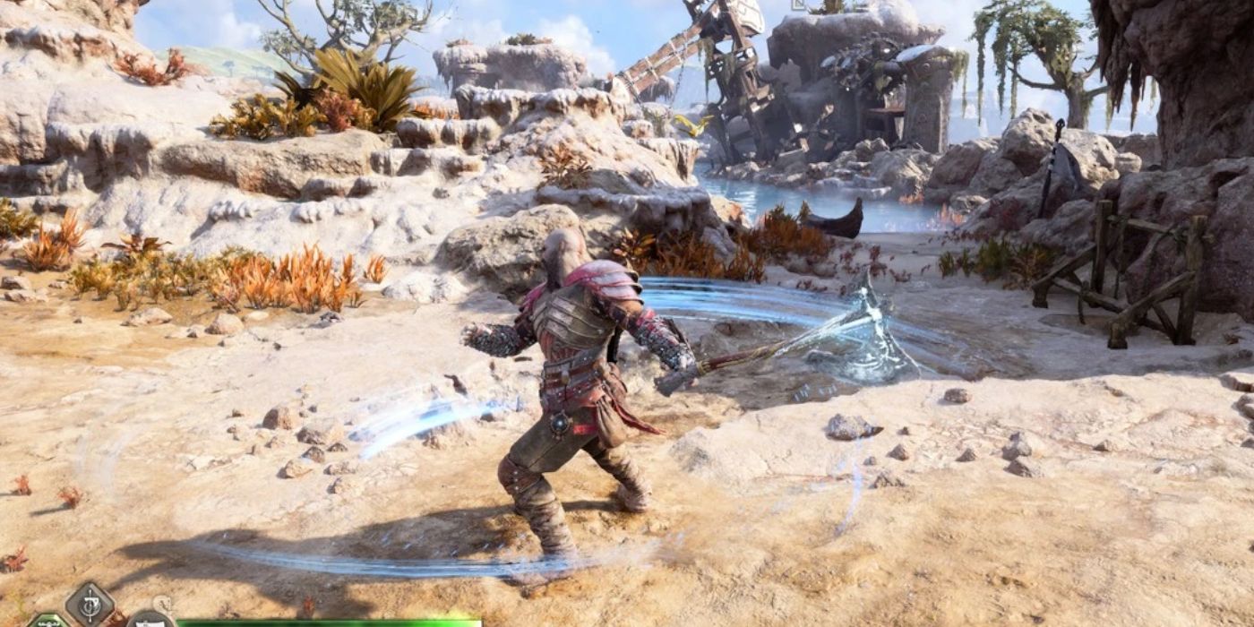 Kratos Doing a Light Runic Attacks in God of War: Ragnarok